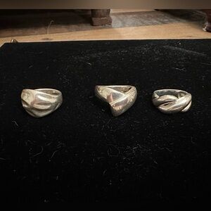 Set of three sterling silver rings